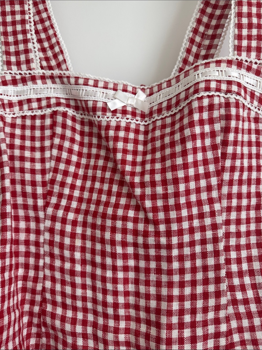 Reformation red gingham linen tank crop top - Picture 2 of 7